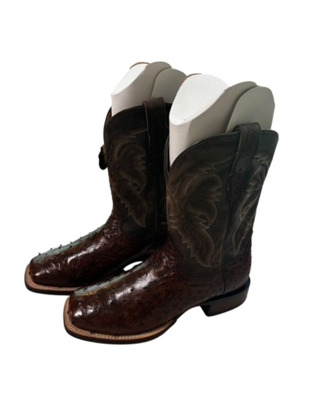 Dan Post DP3875 Cowboy Boots Mens 10 D Brown Genuine Ostrich Western Square Toe
